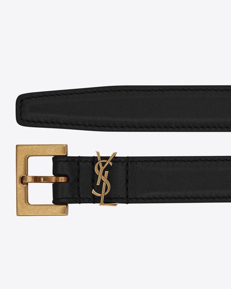 cassandre thin belt with square buckle in box saint laurent leather - Image 2